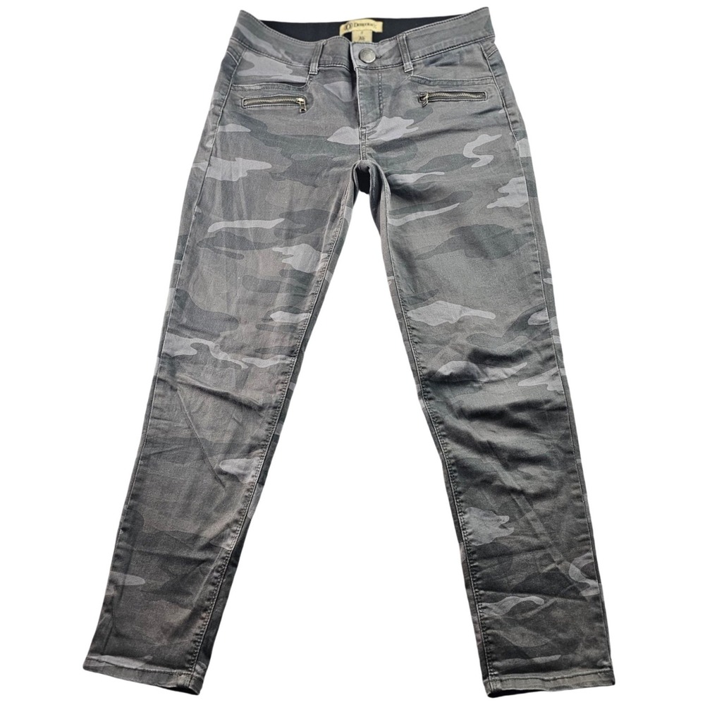 Democracy Skinny Jeans Womens 8 Gray Camouflage Ab" Technology Stretch Waistband